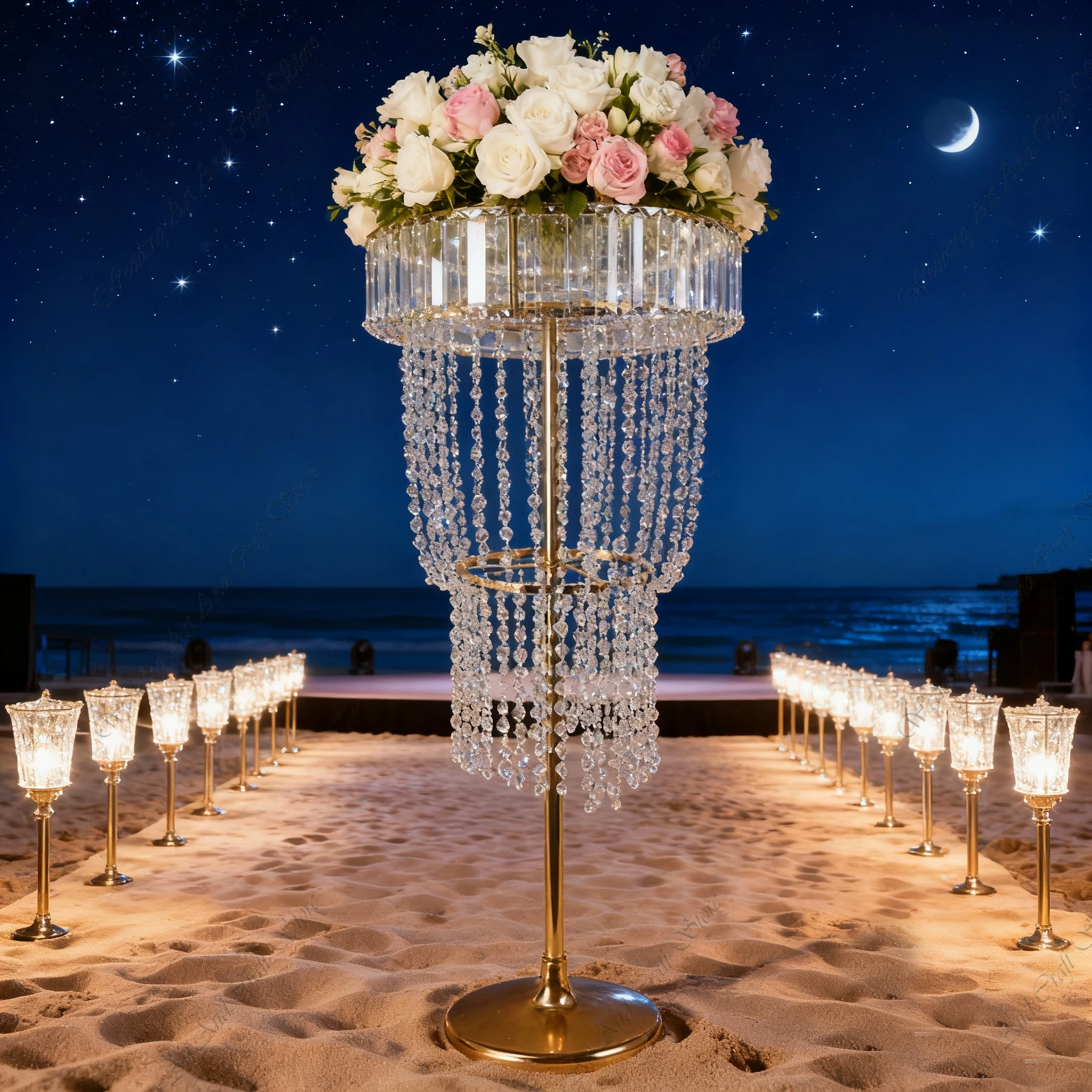 

10pcs f30 90-140cm Gold Crystal Flower Arrangements Stand for Wedding Table Centerpieces Birthday Party Decorations ivy417