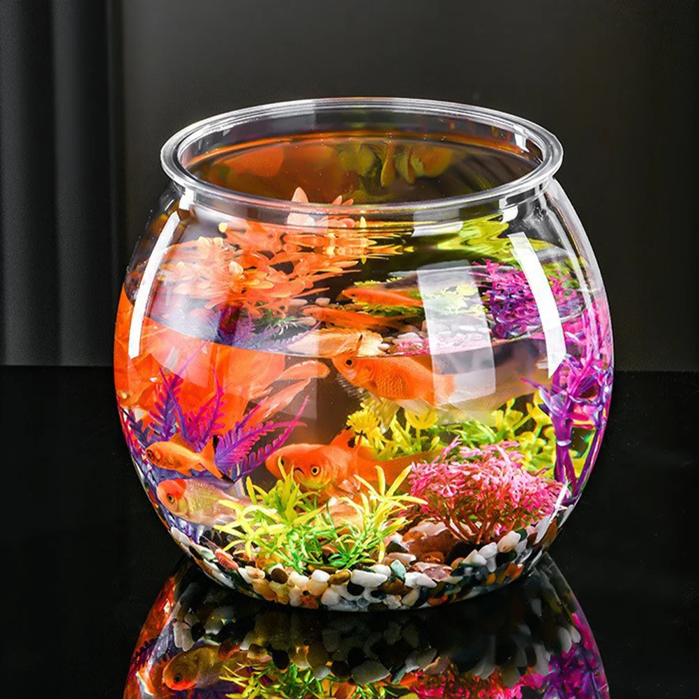 Tanque de peixes transparente peixinho mesa de hóspedes hall pequeno redondo inquebrável escritório ornamental tartaruga desktop aquário plástico betta