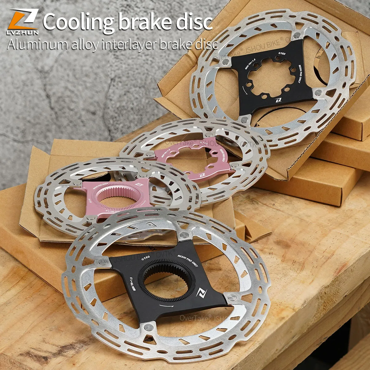 

LVZHUN 140/160mm BIKE bike brake discs Central lock/6 holes Three-layer heat dissipation for Shimano SRAM FORGWAKE bike parts