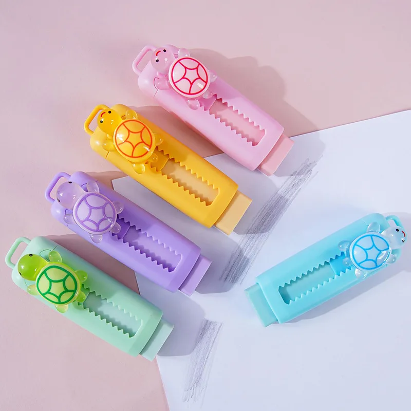 Cute Little Turtle Push-Pull Eraser Creative Cartoon Student 4B Eraser Clean and Less Crumbs Push Eraser