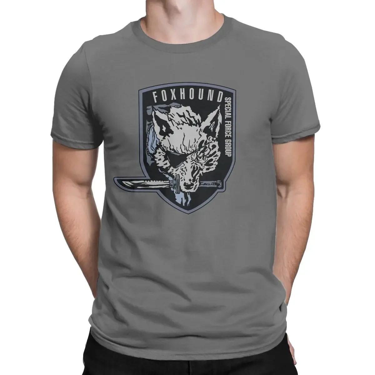 Men's T-Shirts  Gear Solid FOXHOUND Vintage Cotton Tees Short Sleeve T Shirt O Neck Clothing Printed