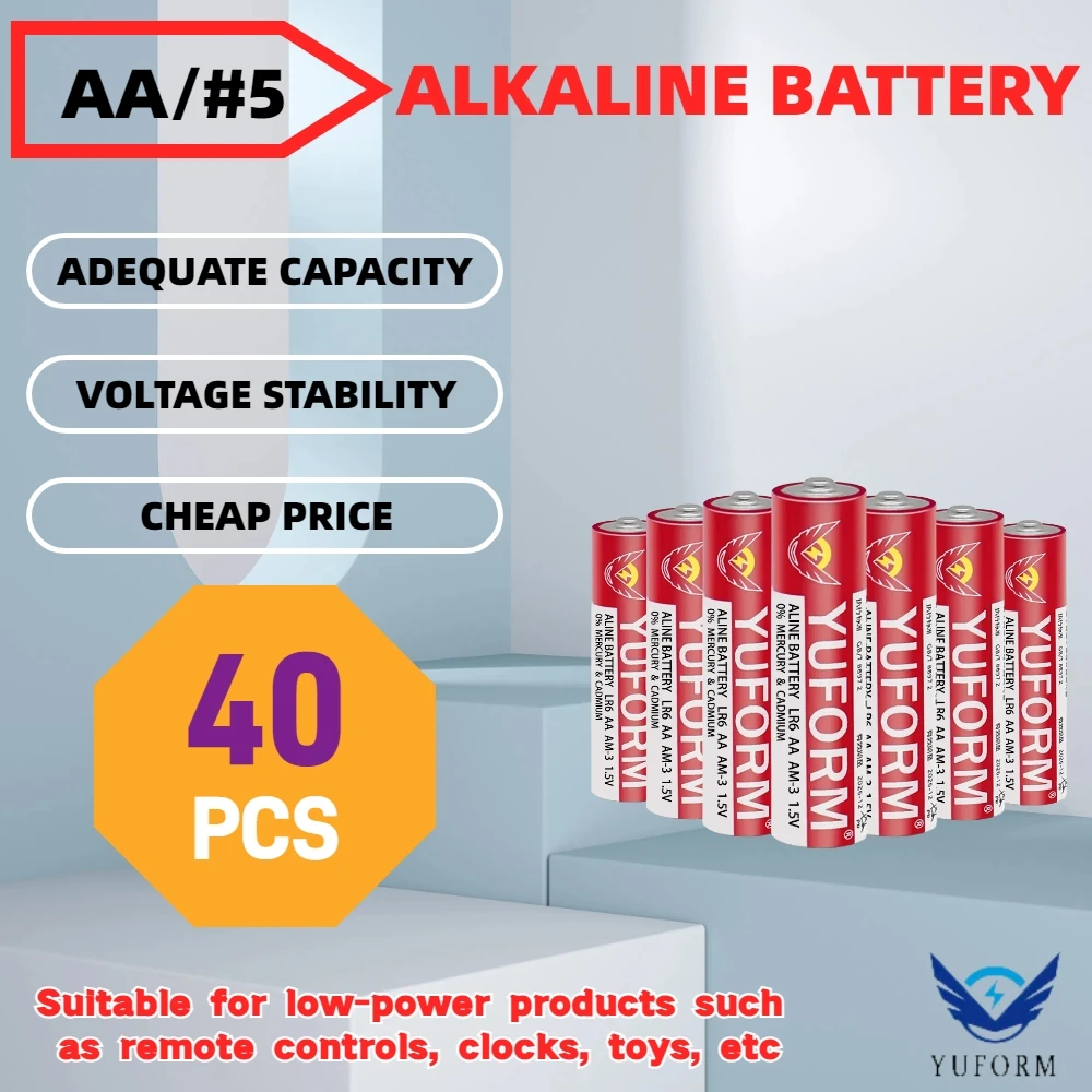 

40 шт. 1,5В AA/ # 5 одноразовых щелочных сухих батареек для светодиодных фонарей, игрушек, MP3-плееров, камер, фотовспышек, бритв, CD-плееров, беспроводных мышей и клавиатур