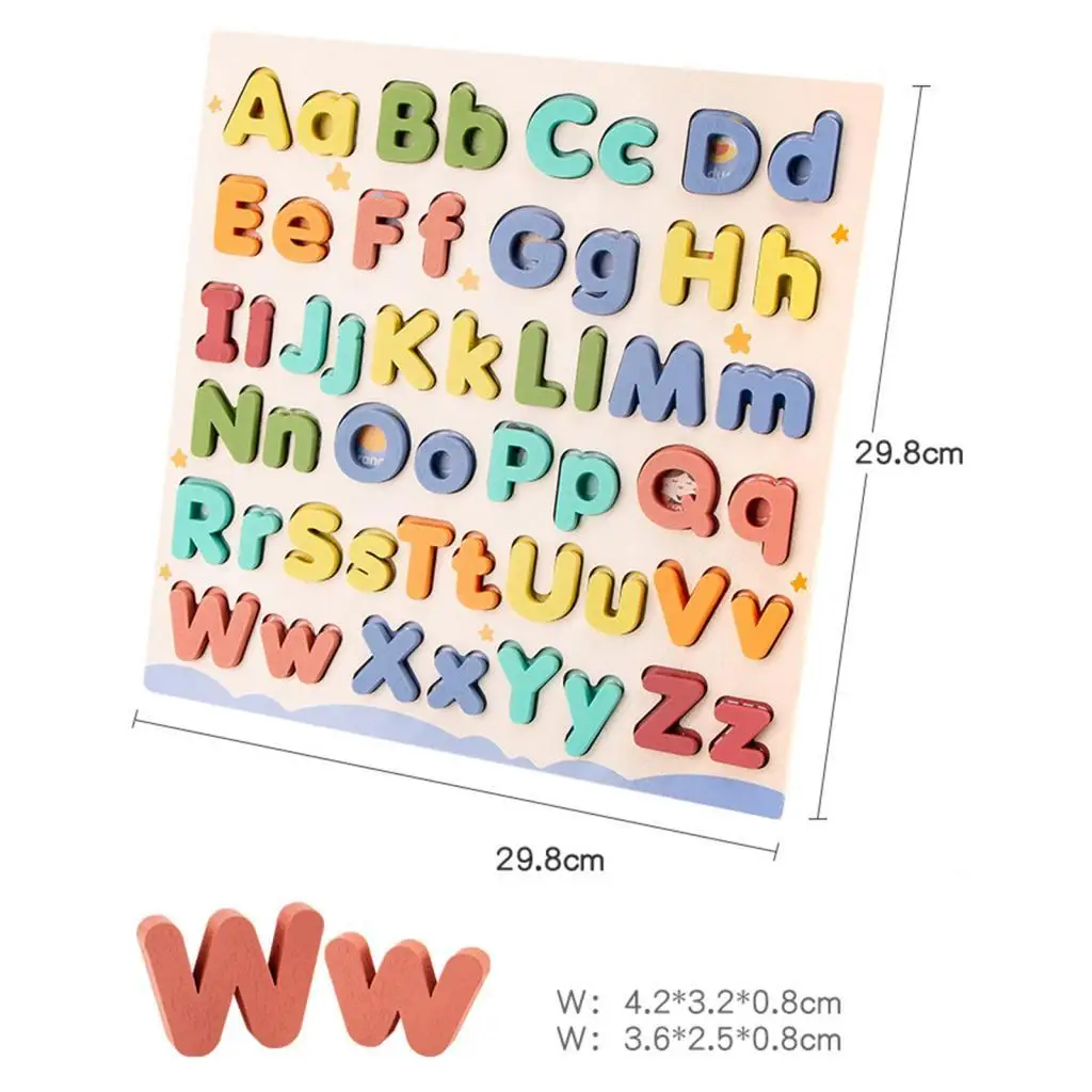 Children Wooden Abc Puzzle Montessori Education Toy Learn Alphabet Color Recognition Toy