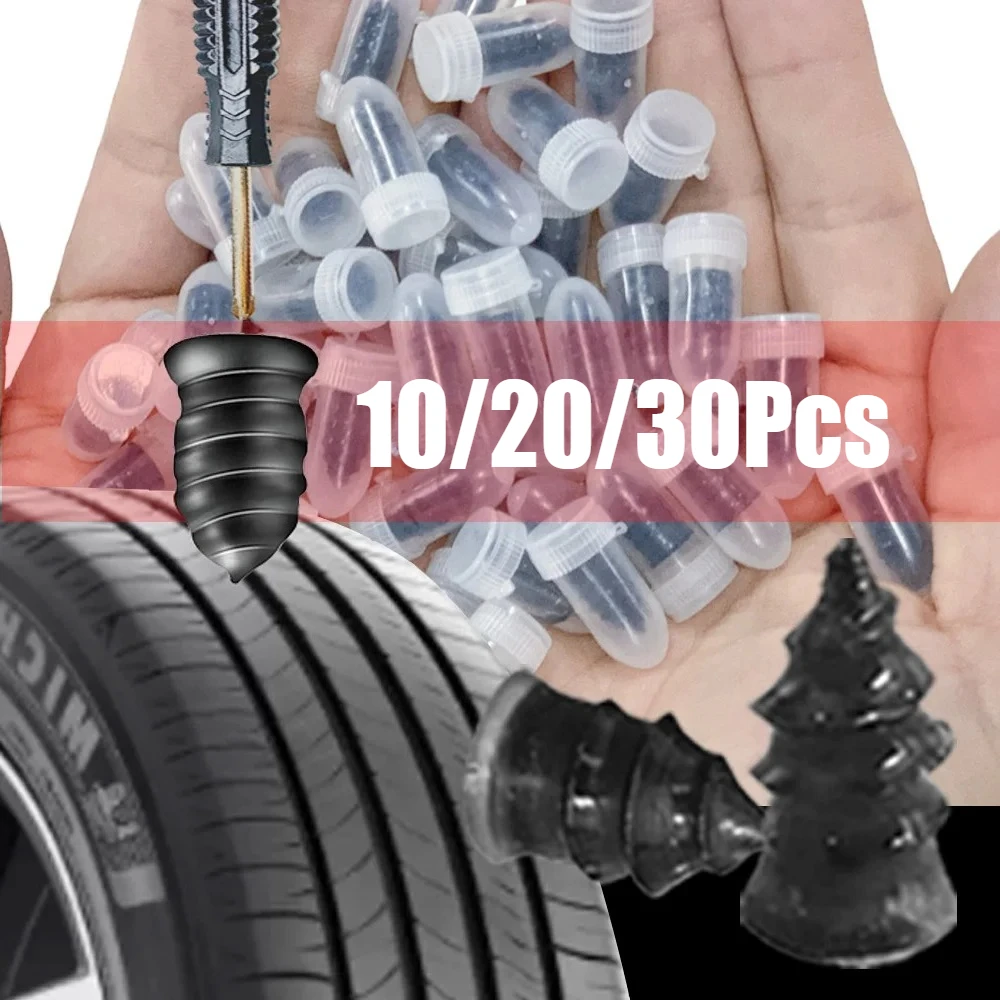 10/20/30Pcs Car Tyre Repair Rubber Nail Set Universal Motorcycle Tyre Repair Nails Truck Scooter Bike Tire Puncture Repair Tool