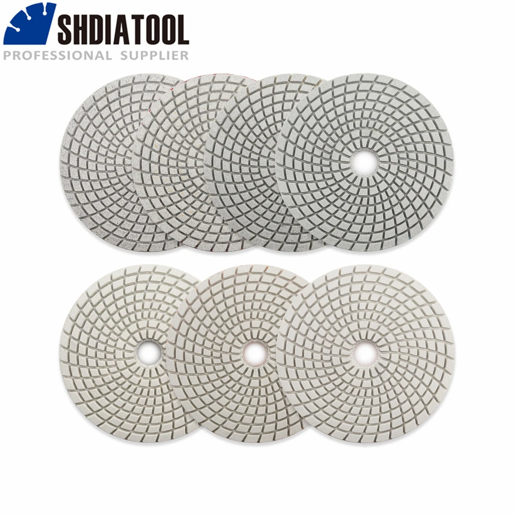 SHDIATOOL 7pcs/set 125MM Diamond Flexible Wet Polishing Pad 