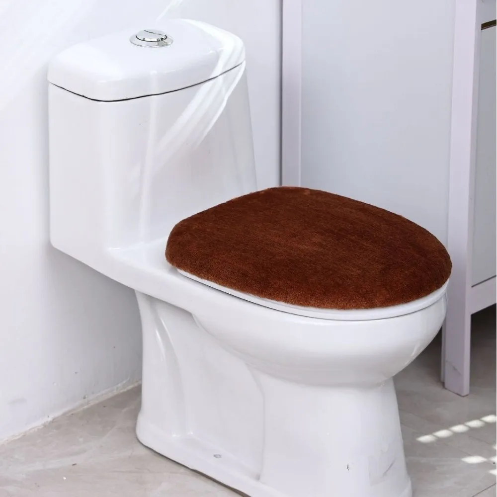 Modern Warm Toilet Seat Cover Thickened Soft Touch Toilet Lid Cover Washable Solid Color WC Cover Home Bathroom