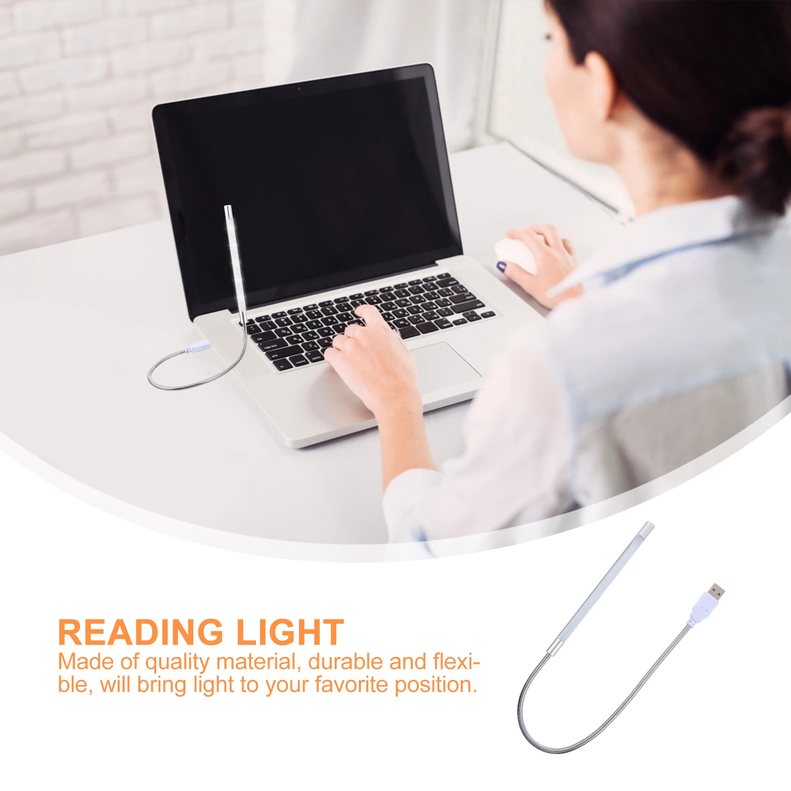 

2Pcs USB Adjustable LED Reading Lamps Dimmable Flexible Gooseneck Touch Switch Portable Laptop Bedside Night Light