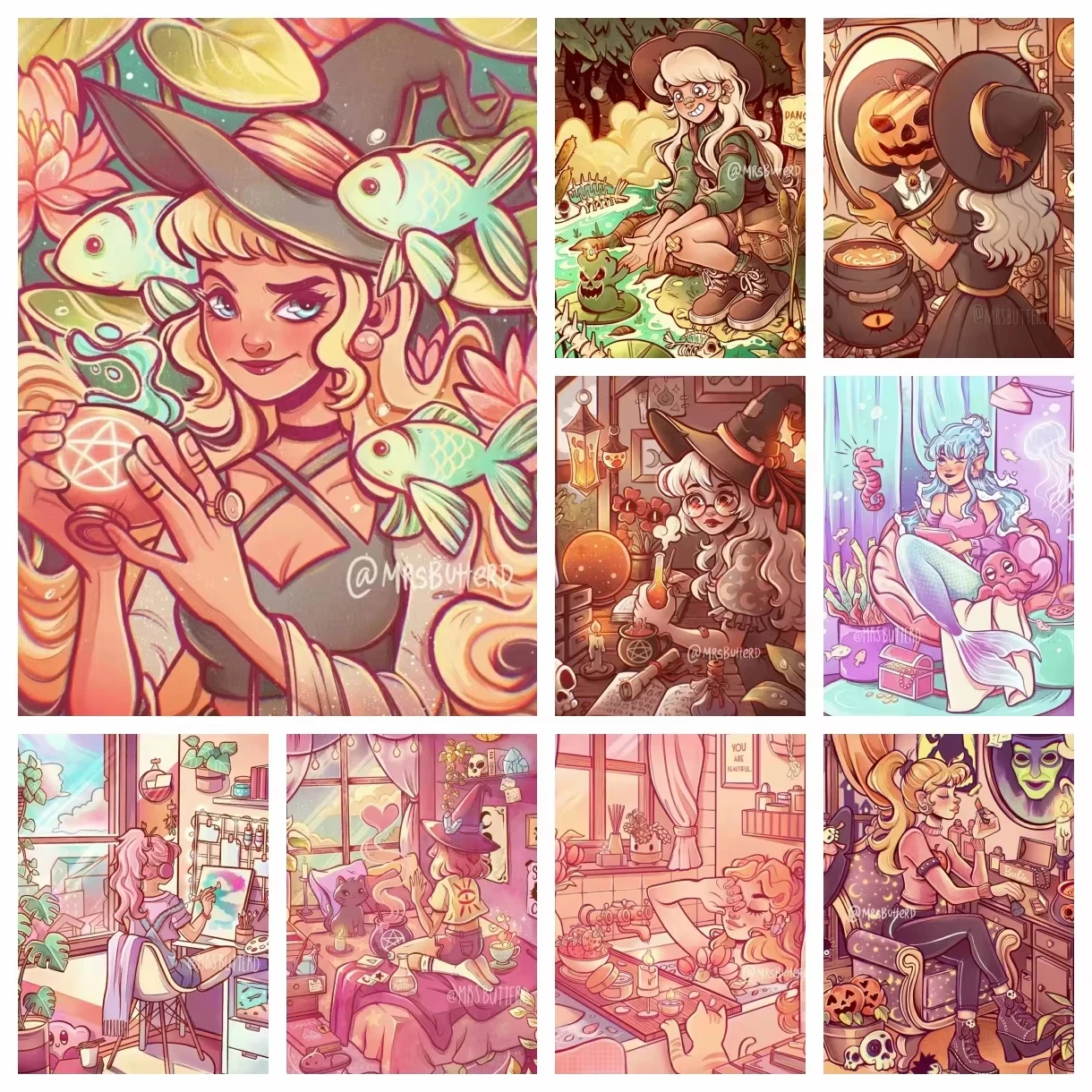 MINISO لتقوم بها بنفسك 5D ساحرة ملونة فتاة كاملة مستديرة/مربع الحفر 5D DIY بها بنفسك الماس اللوحة الفن فسيفساء ديكور المنزل الهدايا بدون إطار #1