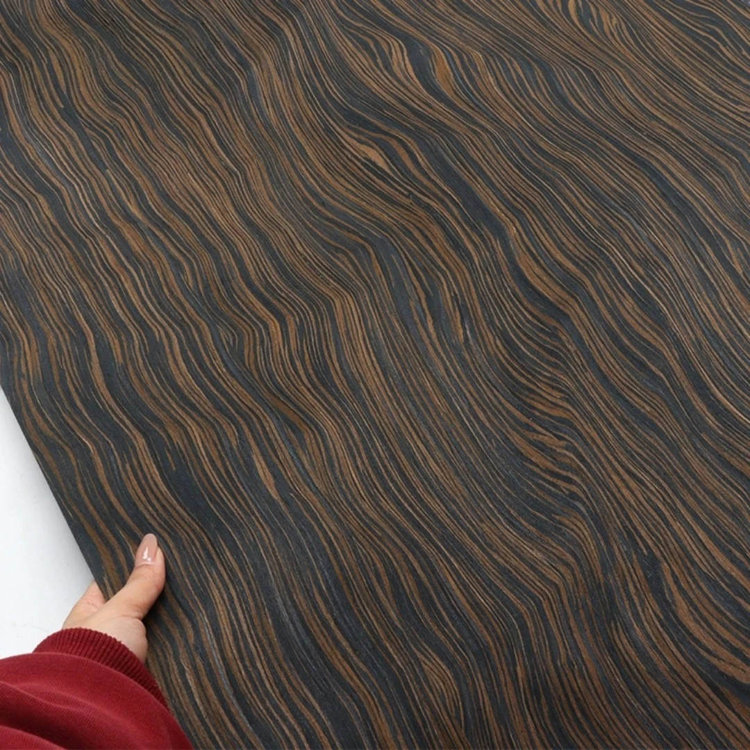 58x250cm Ebony Root Burl Pattern Wood Veneer for Furniture Surface Design Cabinet Decoration Wall Panel Projects