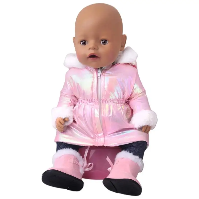 

R6FD Winter Plush Outfit Set For 18 Inch Girl Dolls Soft Warm Clothes Down Multiple Color
