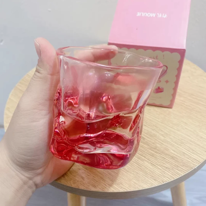 Glass Twisted Cup Gift Box Wedding Women's Day Companion Gift Coffee Milk Whiskey Cup 200ml