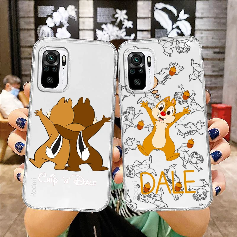 Disney Chip \'n\' Dale dla Xiaomi Redmi Note 12 10 11 9 9 Pro Plus Speed 11S 11T 10S 9T 9S 8 5G przezroczysta obudowa telefonu