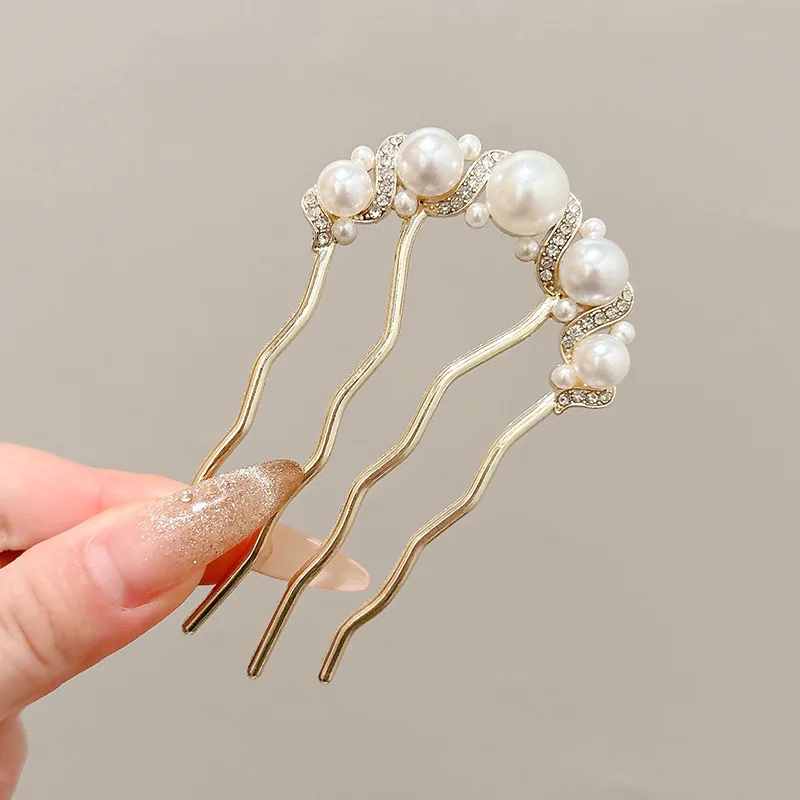 Metall U-Förmigen Haar Gabel Kämme Perle Quaste Haar Sticks Haar Clip Haarnadeln Frauen Mädchen Haar Zubehör Ornament Styling werkzeug – Detail 10