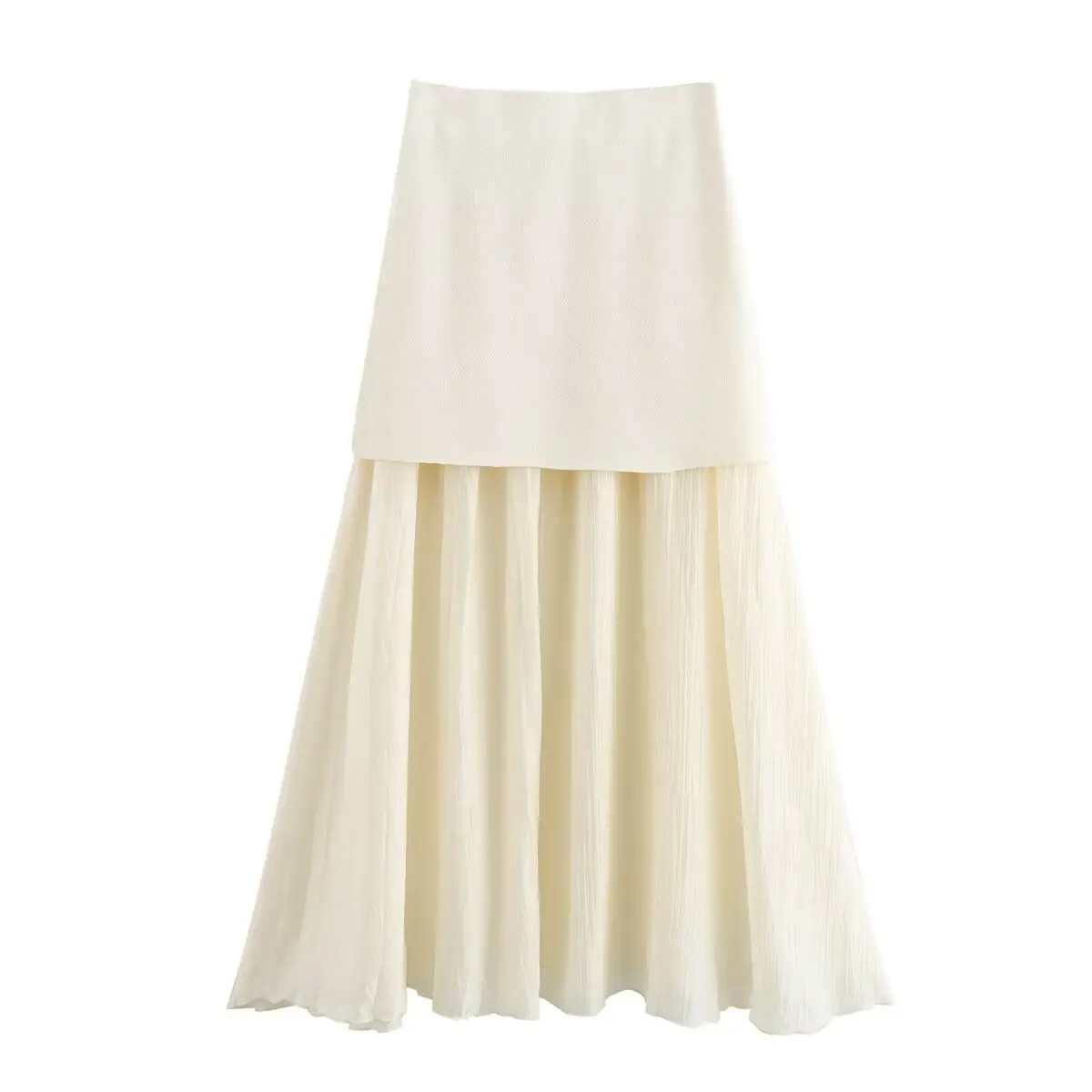 New European and American style splicing high waist skirt women\'s fashionable temperament commuting high-end midi skirt