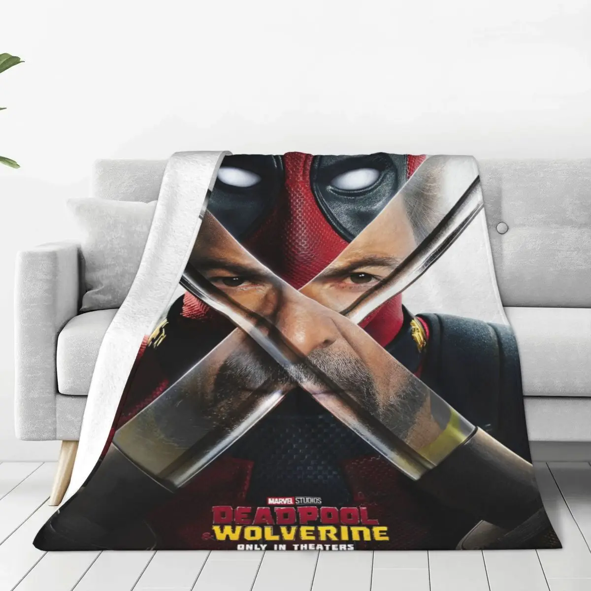 Deadpool & Wolverine Cartoon Flannel Blanket Super Warm Bedding Throws for Home Decor Travel Novelty Bedspread Sofa Bed Cover