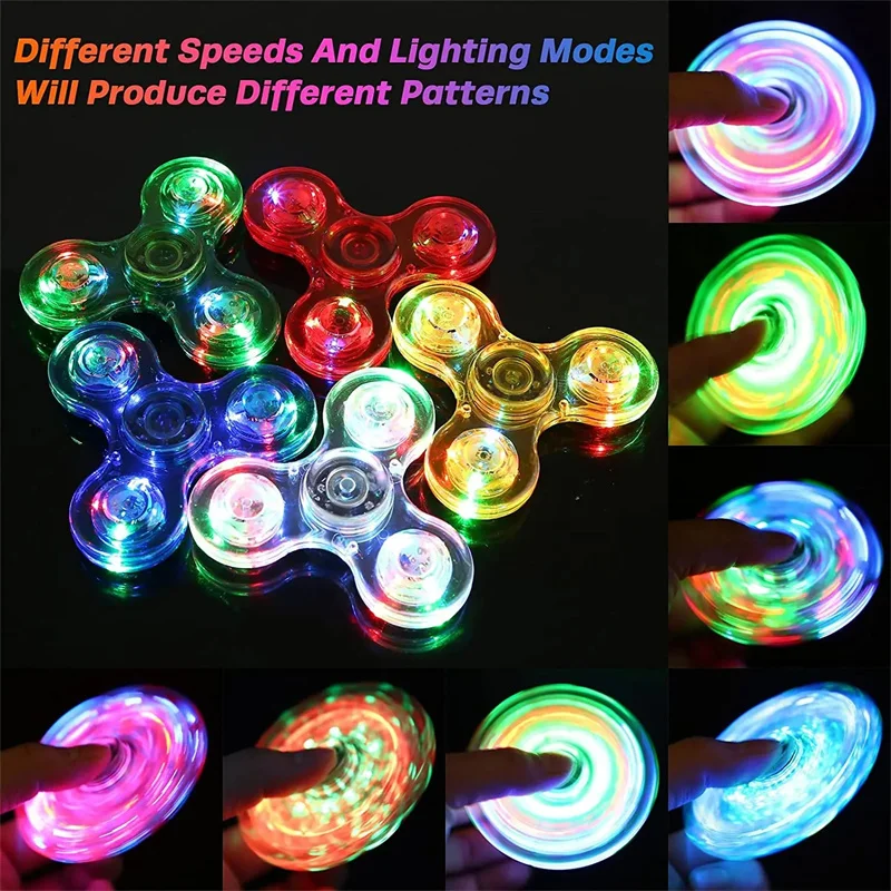 LED Fidget Spinners pour enfants et adultes, jouets sensoriels qui brillent dans la nuit, jouets pour autistes tdah, prix en classe, cadeaux de fête