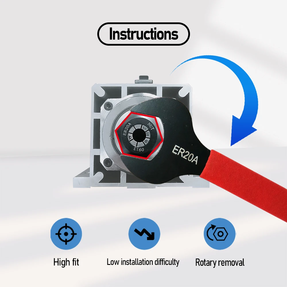 Universal Wrench Spring Collet ER Specific A-Type ER11 ER16 ER20 Suitable For Spring Collet Installation Carving machine