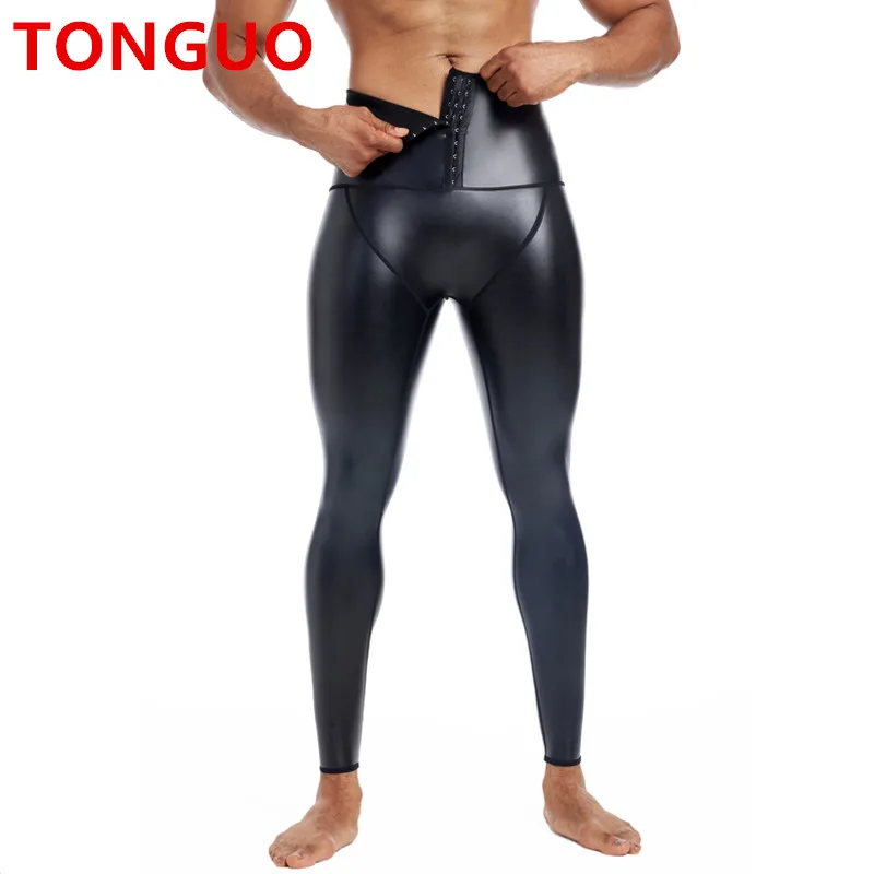 TONGGUO-Calças masculinas de couro PU Slim Fit, calças elásticas, boate Party Dance, Rock Steampunk, Stretch Fashion