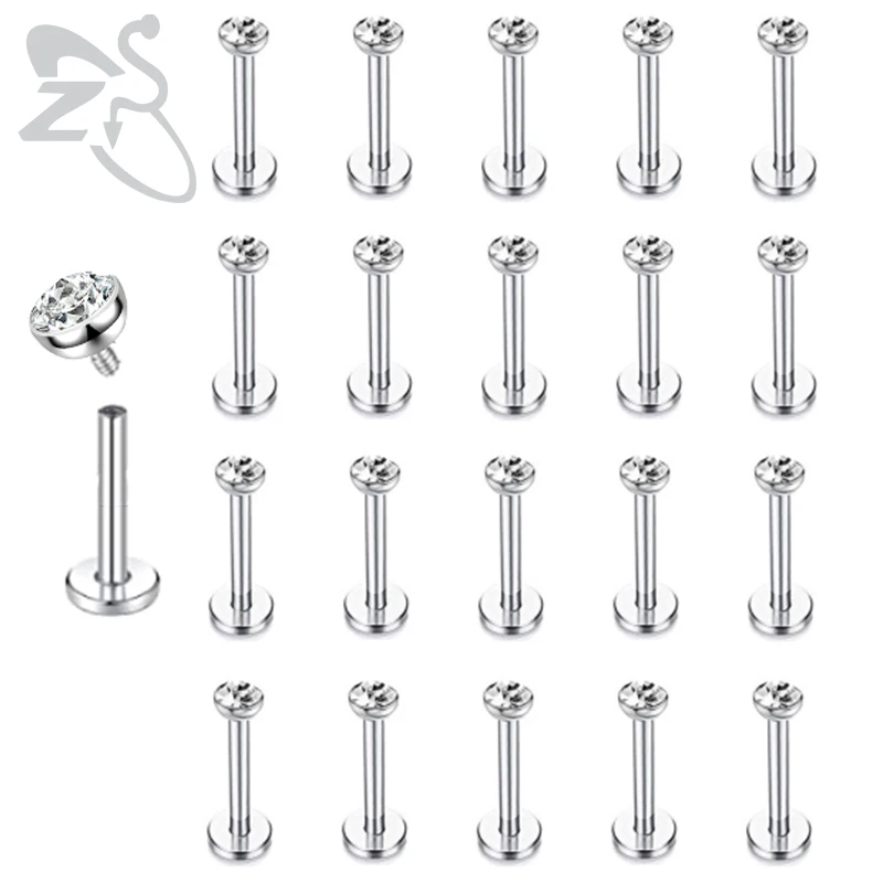 

ZS 12pcs/lot Star Heart CZ Crystal Lip Piercing Set 4 Colors Stainless Steel Lip Ring Labret Monore Ear Tragus Helix Piercings