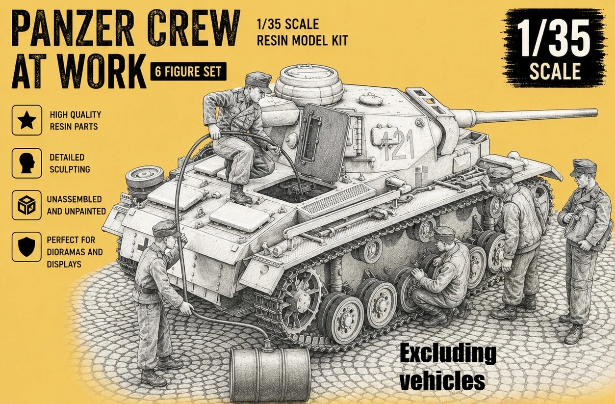 

1:35 Resin Model Assembly Kit, GK, Tank Maintenance Team, Unpainted Needs To Be Assembled (excluding Pipelines)
