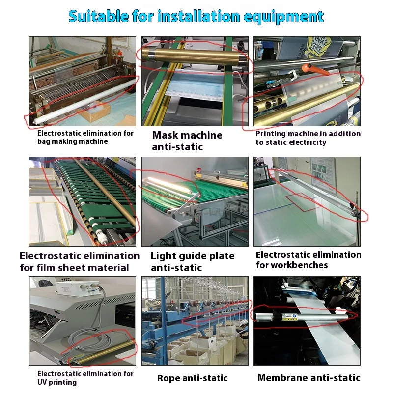 Máquina de impresión no tejida de eliminación estática Industrial, barra de viento de iones de 220V, 1 año para bolsa, película, papel, barra de viento de iones antiestática