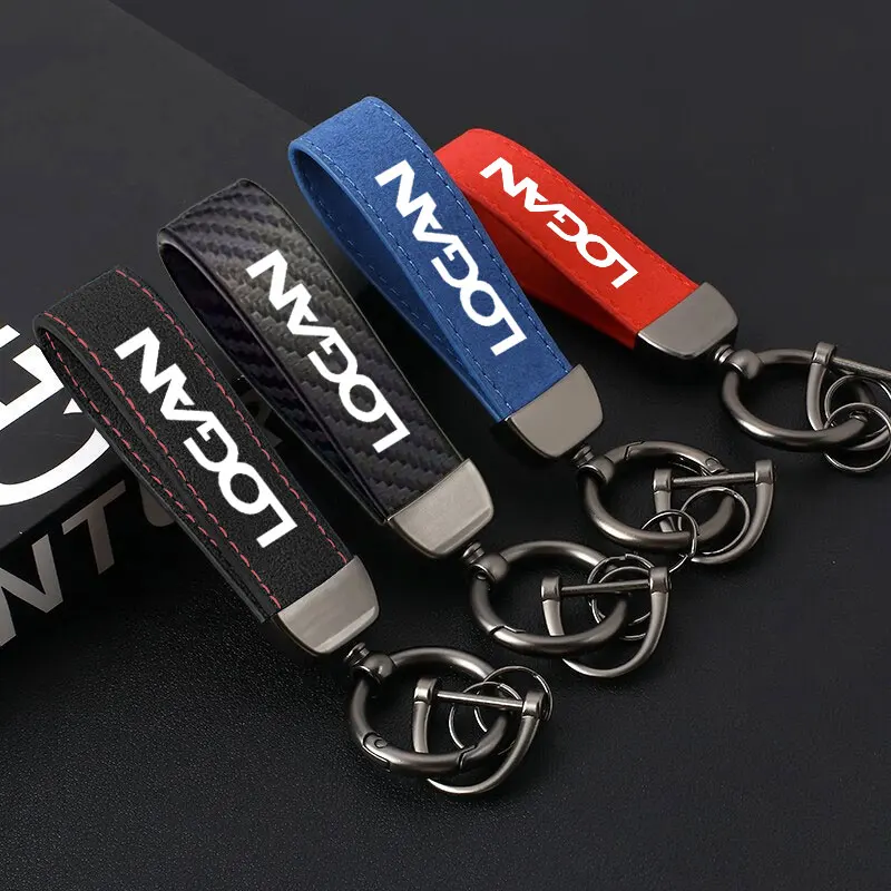 Car Fashion Solid Color Suede Leather Keychain Business Gift Key Chain Men Women Key Strap Keyrings For Dacia Logan Accessories