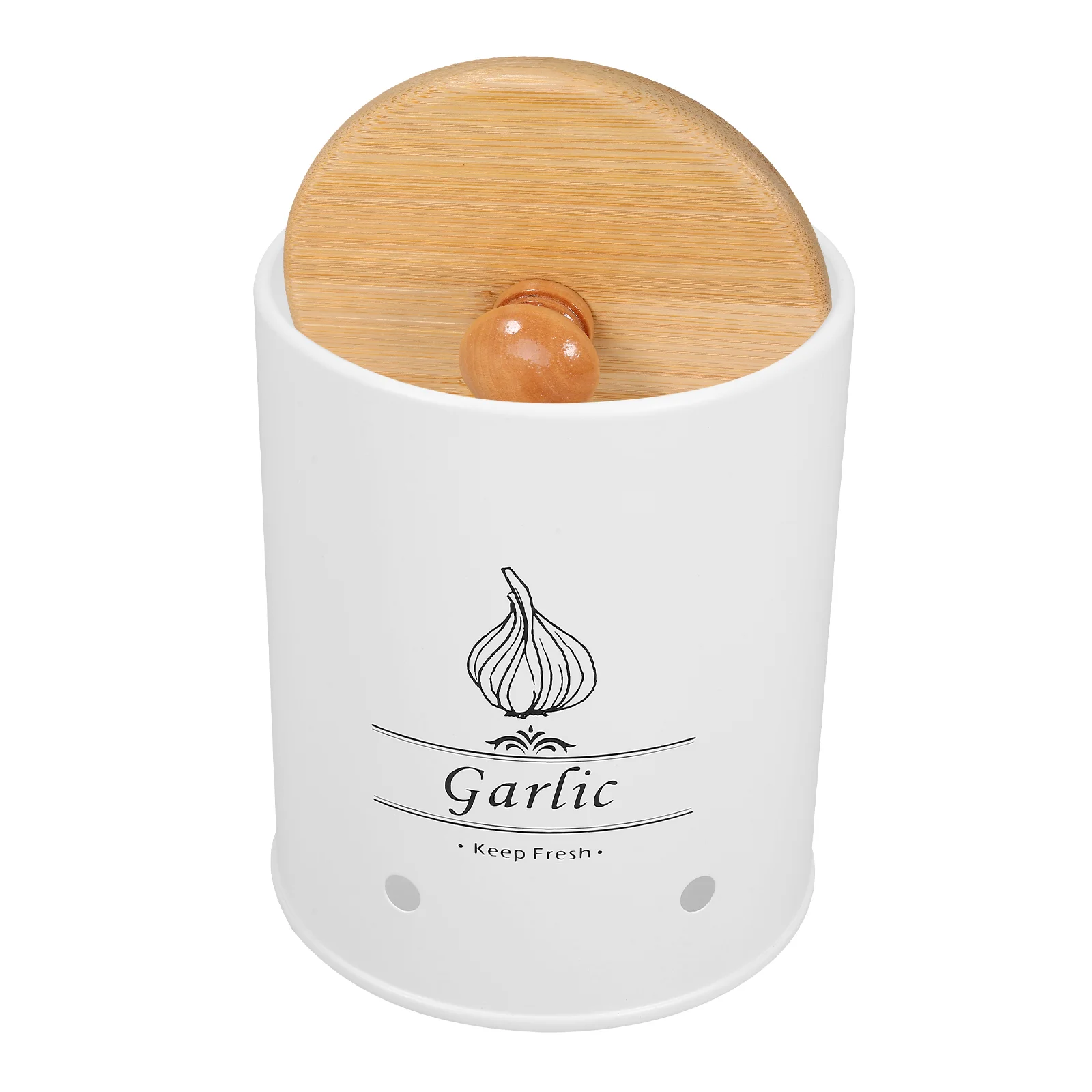 Storage Jar Garlic Container Ginger Holder with Lid Crisper Kitchen Accessory Pot Bamboo Beans