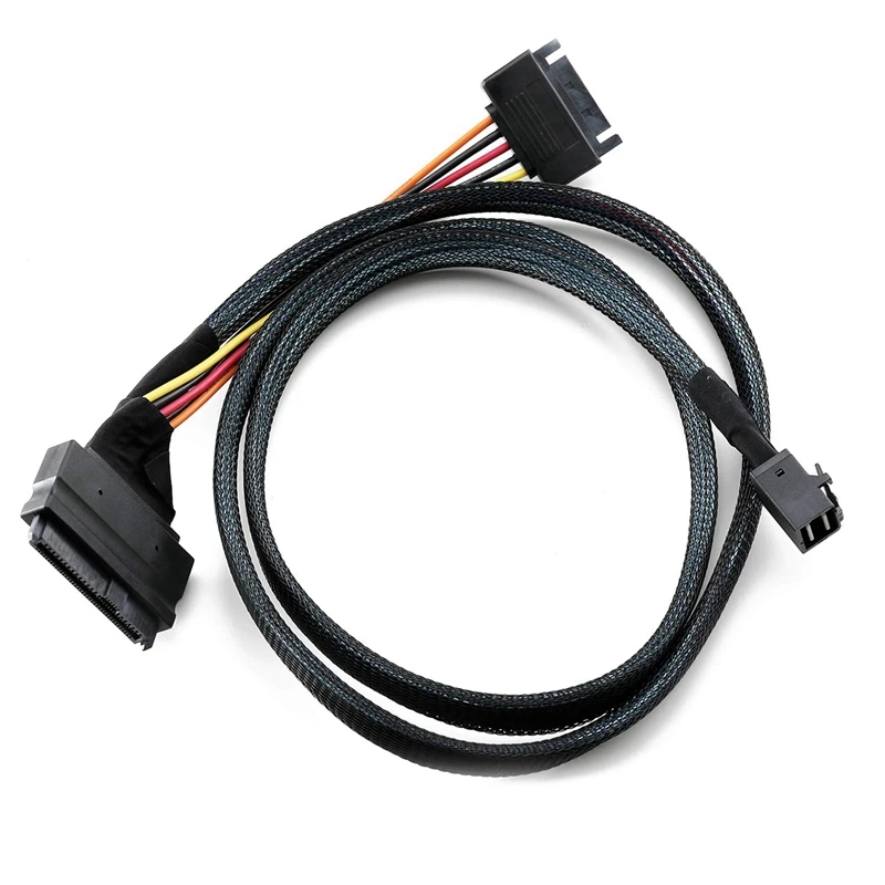 Wbudowany kabel 12G Mini SAS HD do U.2 / SFF-8643 do SFF-8639 0,5M z 15-stykowym zasilaczem SATA, odpowiedni do dysków SSD U.2