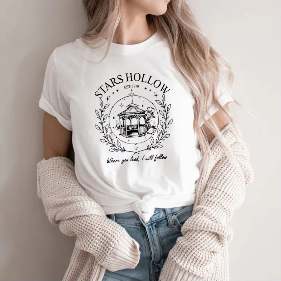 Vintage Stars Hallow T-Shirt Lukes Diner T Shirt Casual Short Sleeve Women Tshirts Tv Show Inspired Tee Streetwear Women Tops
