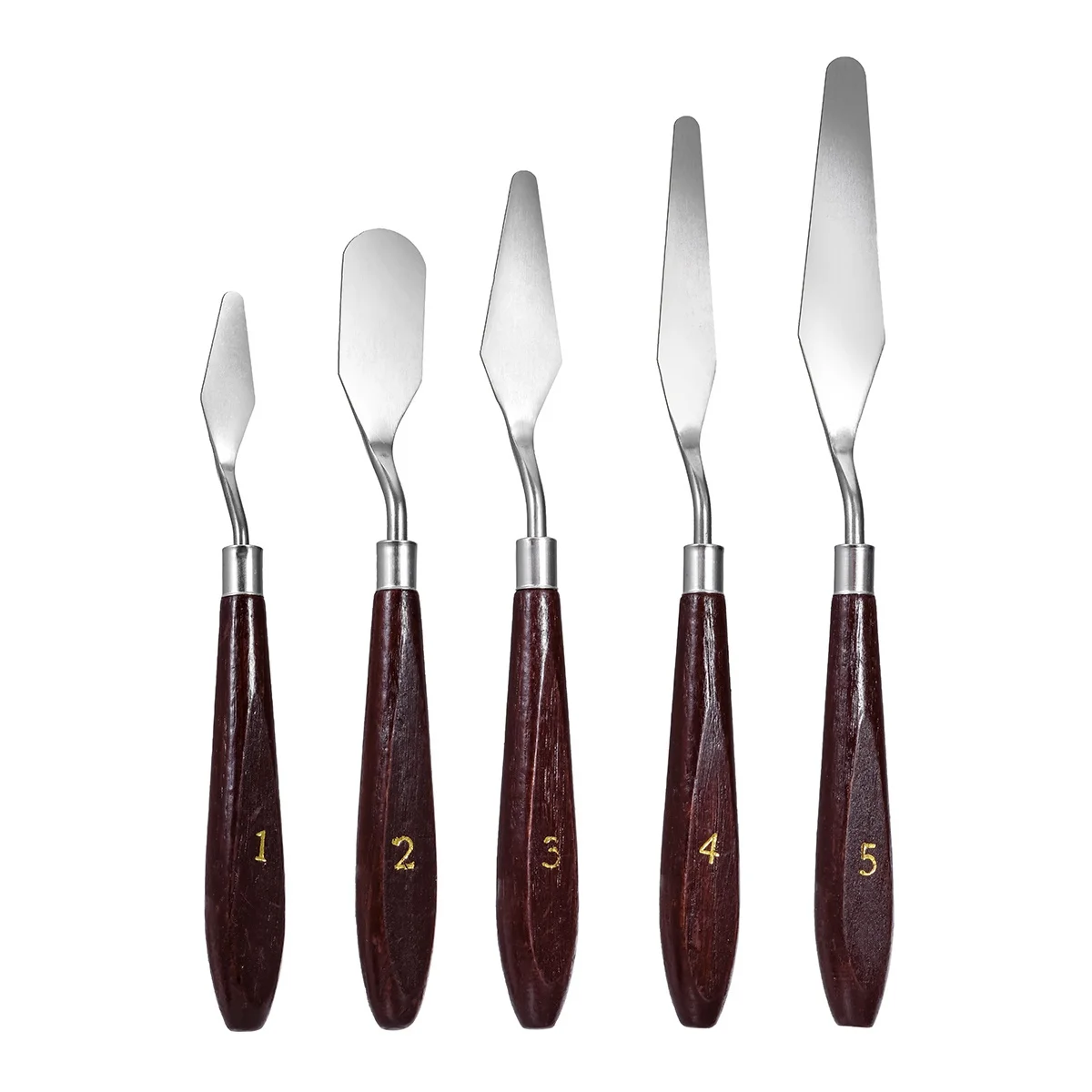 

5 pcs Oil Painting Scrapers Stainless Steel Spatula Set For Mixing Colors Wall Mural Art Class Painting Tools Metal Knives