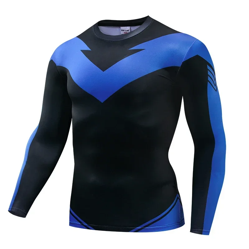Kompressions-T-Shirts Sportbekleidung Gym Rash Guard Boxtraining Sport-Oberteile 3D Nightwing Herren T-Shirt Lauf-Schnelltrocknende Hemden Herren – Detail 12