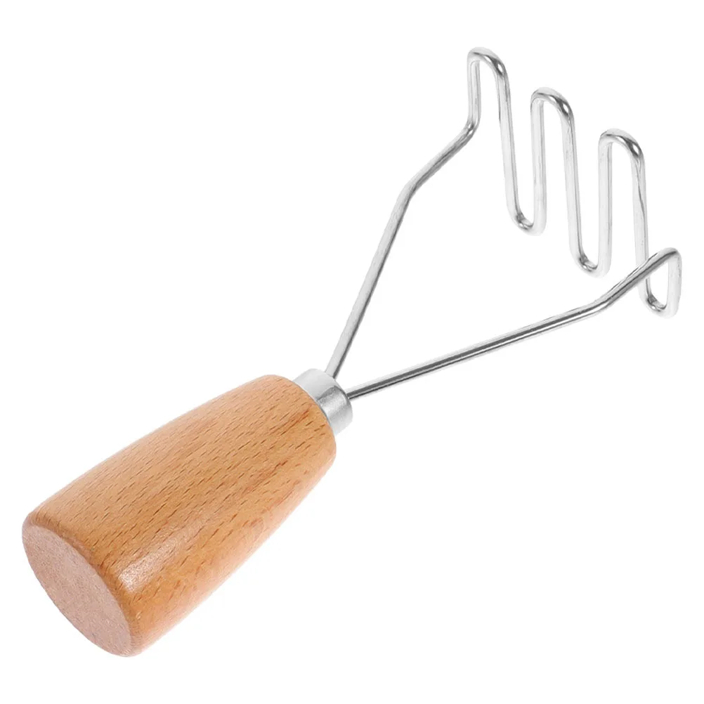 هراسة البطاطس المصنوعة من الفولاذ المقاوم للصدأ بمقبض خشبي، هراسة المطبخ للبطاطس، كسارة الخضروات، أداة تجهيز الطعام المنزلية سهلة