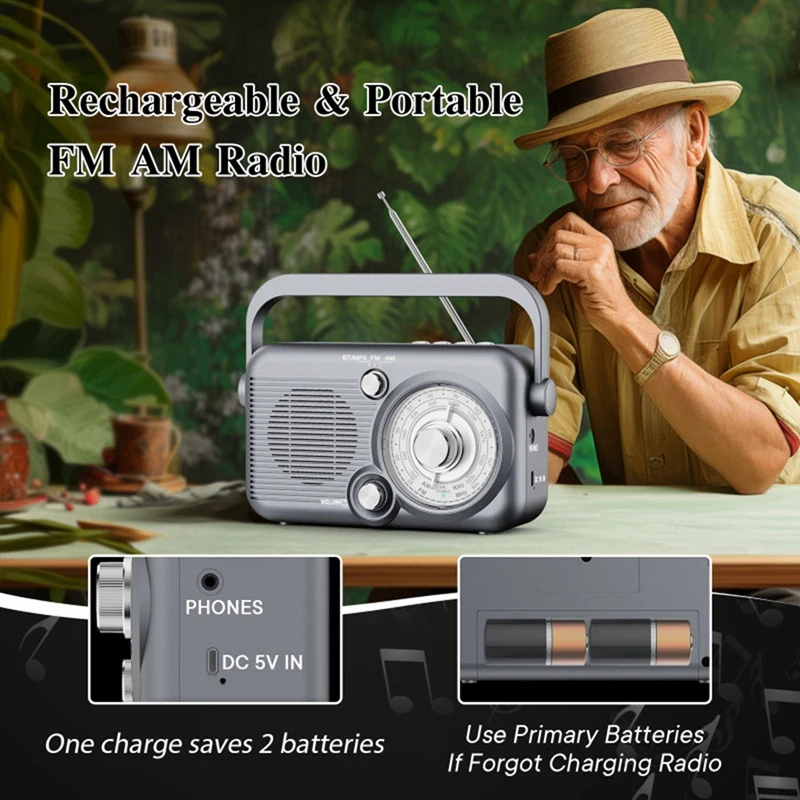 Portable Multifunctional Radio Full Band FM/AM Radio TF Card U Disk Music Player Outdoor Wireless Bluetooth Speaker