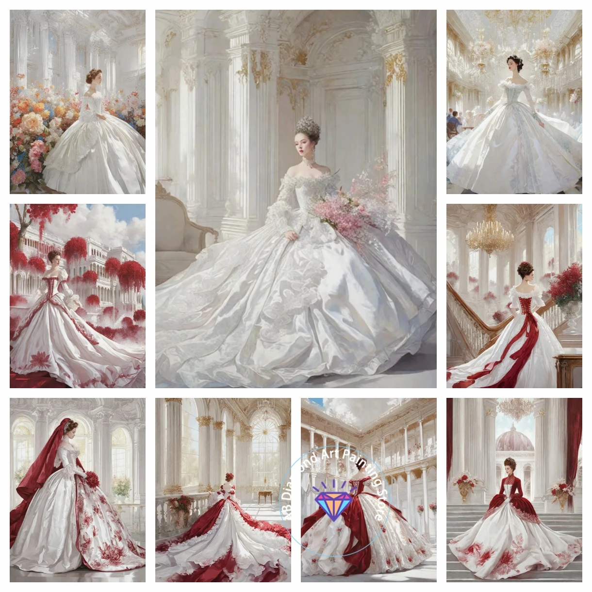 

AB Diamond Painting Kits Retro Princess Skirt Art Beautiful Evening Dress Woman 5D DIY Cross Stitch Gift Crafts Home Decor Gift