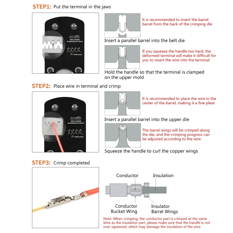 IWS-3220M Ratcheting Wire Crimper Crimping Pliers Heat Shrink Wire Connectors Drosphip