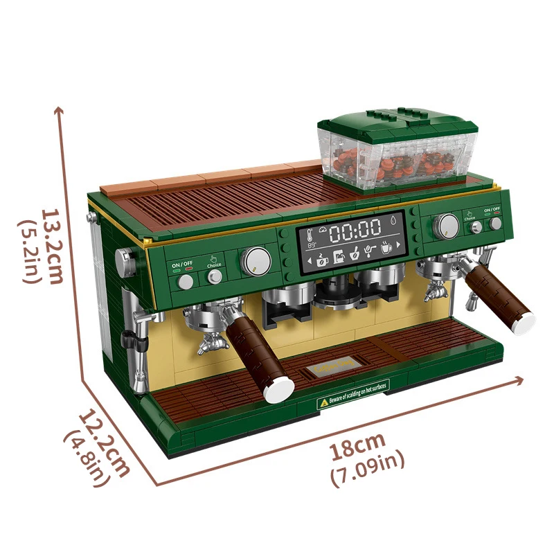 ماكينة صنع القهوة الكلاسيكية 928 بكسل، ماكينة صنع القهوة اليدوية المقلدة الكلاسيكية، مكعبات تزيين سطح المكتب للأطفال والكبار