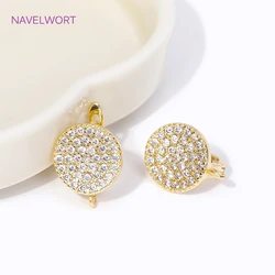 Trendy 18K Gold Plated Shiny Cubic Zirconia Round Earring Clasps Hooks Fasteners For Jewelry Making DIY Earrings Accessories