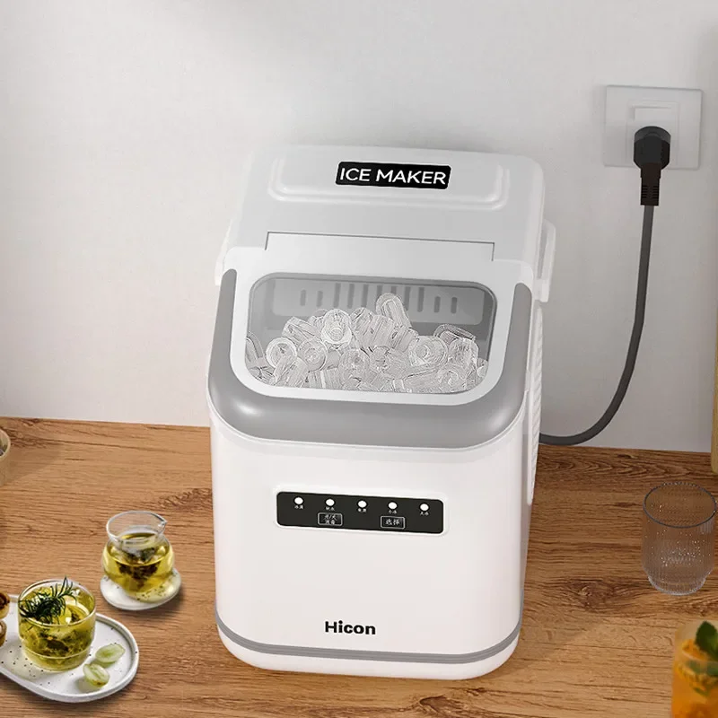 เครื่องทําน้ําแข็งกลางแจ้ง 15KG บ้านหอพักขนาดเล็กนักเรียนอัจฉริยะ MINI Full-อัตโนมัติ Low-Power ICE Maker ในครัวเรือนสีขาว Mute