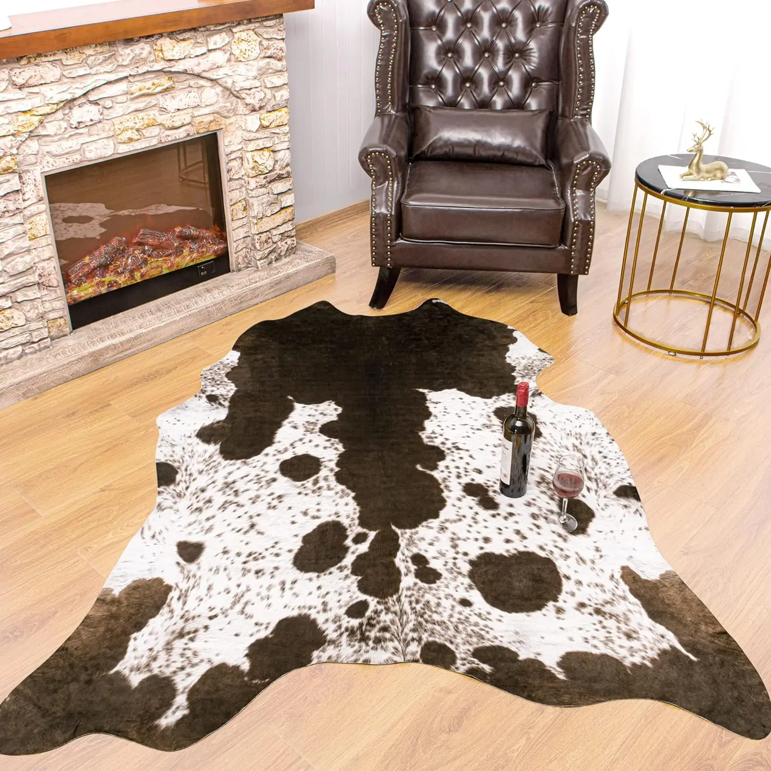 NOAHAS Faux Cowhide Rug Carpet Cute Cow Hide Rug for Living Room Bedroom Western Home Decor Faux Fur Cow Print Rugs