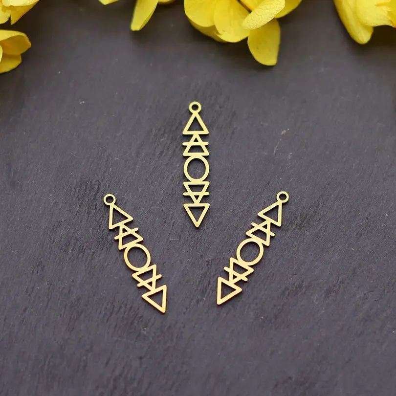 

3pcs Simple Line Balancing The Four Elements Symbols Stainless Steel Hollow Pendant for Jewelry Making Earrings diy Accessories