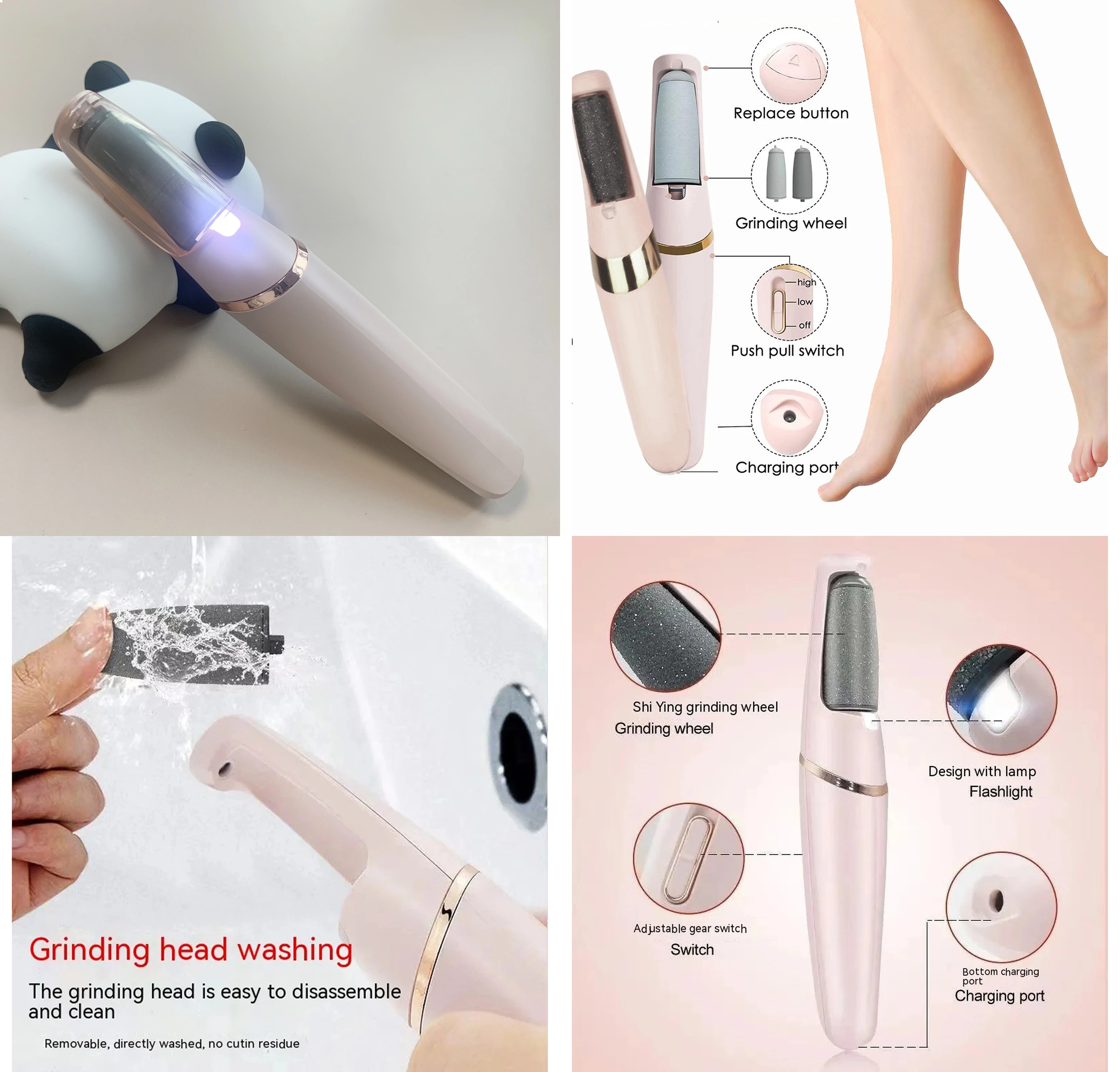 Electric White ABS Smooth Pedicure Roller Pedicure Tools Kit Call Remover Bar B Powered for Smoother Hand Plastic Foot Care