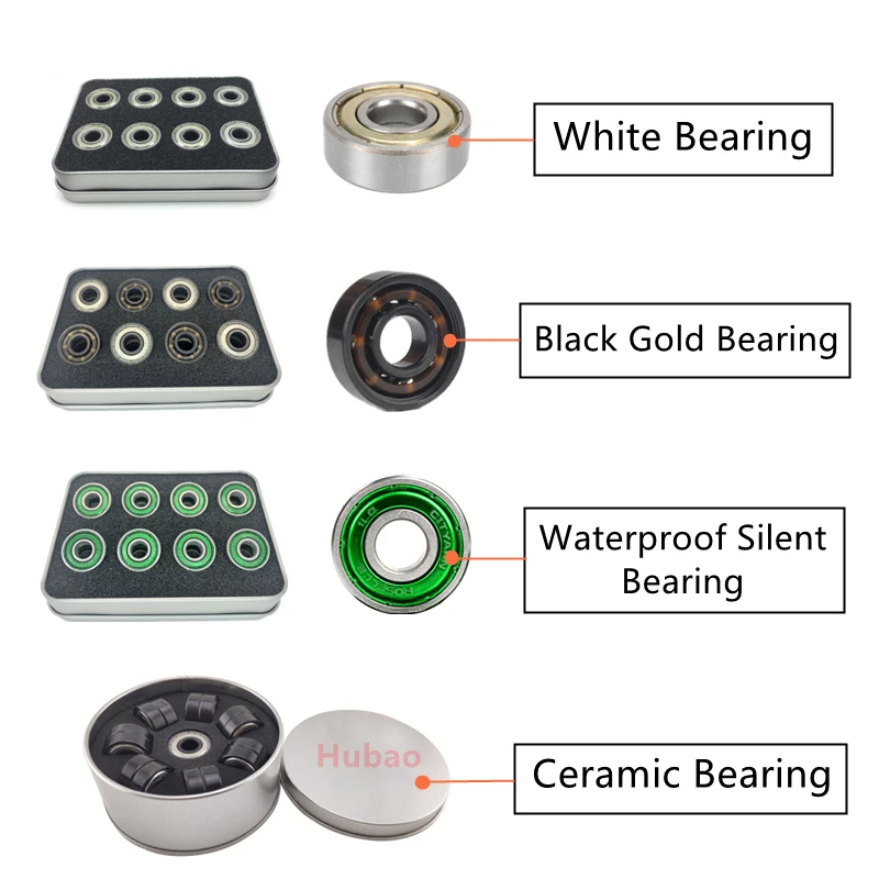 Rodamiento de piezas para patín de velocidad, rodamiento de bolas de ABEC-9, de cerámica silenciosa, resistente al agua, de 8x22x7mm, 10/16 ILQ-9, 608ZZ RS