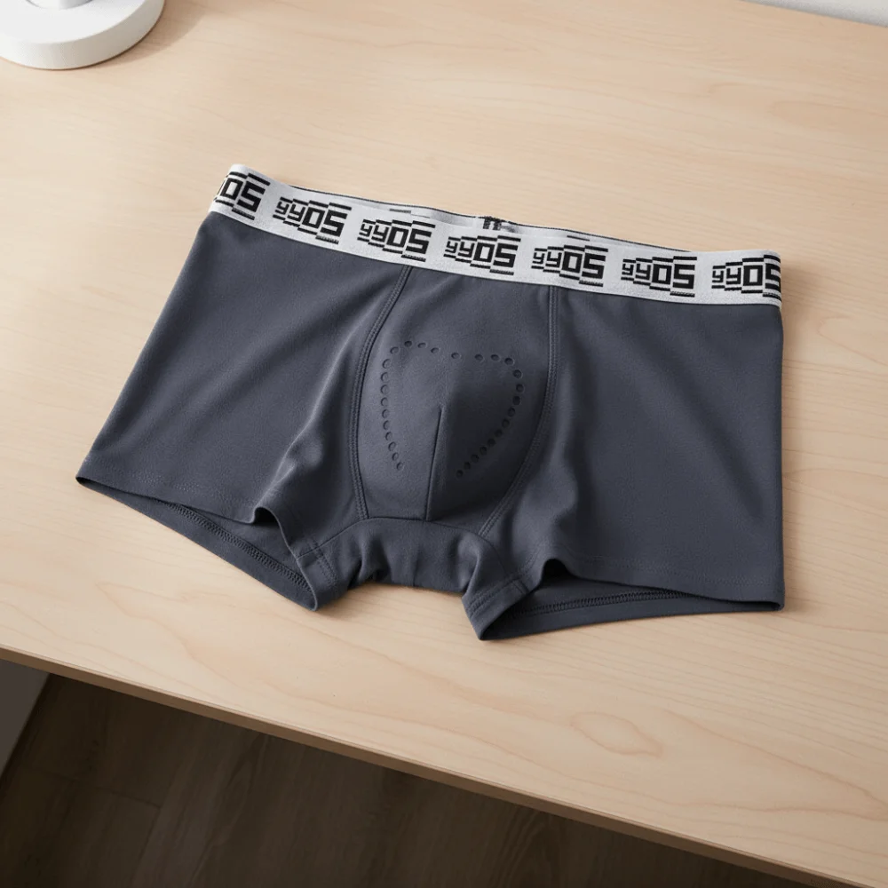 

Fashion Mesh Men's Flat Panties Mid Waist Ice Silk Shorts Boxers Traceless Underpants Seamless Briefs Gift