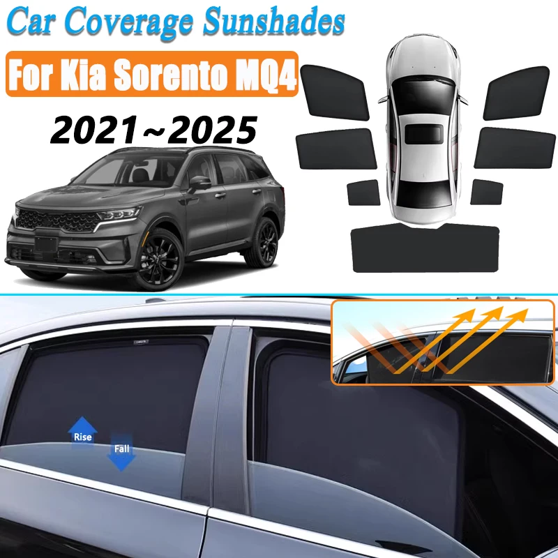Mesh Sunshade For Kia Sorento MQ4 2021 2022 2023 2024 2025 Window Windshield Magnetic Visor Sun Shade Curtain Cover Accessories