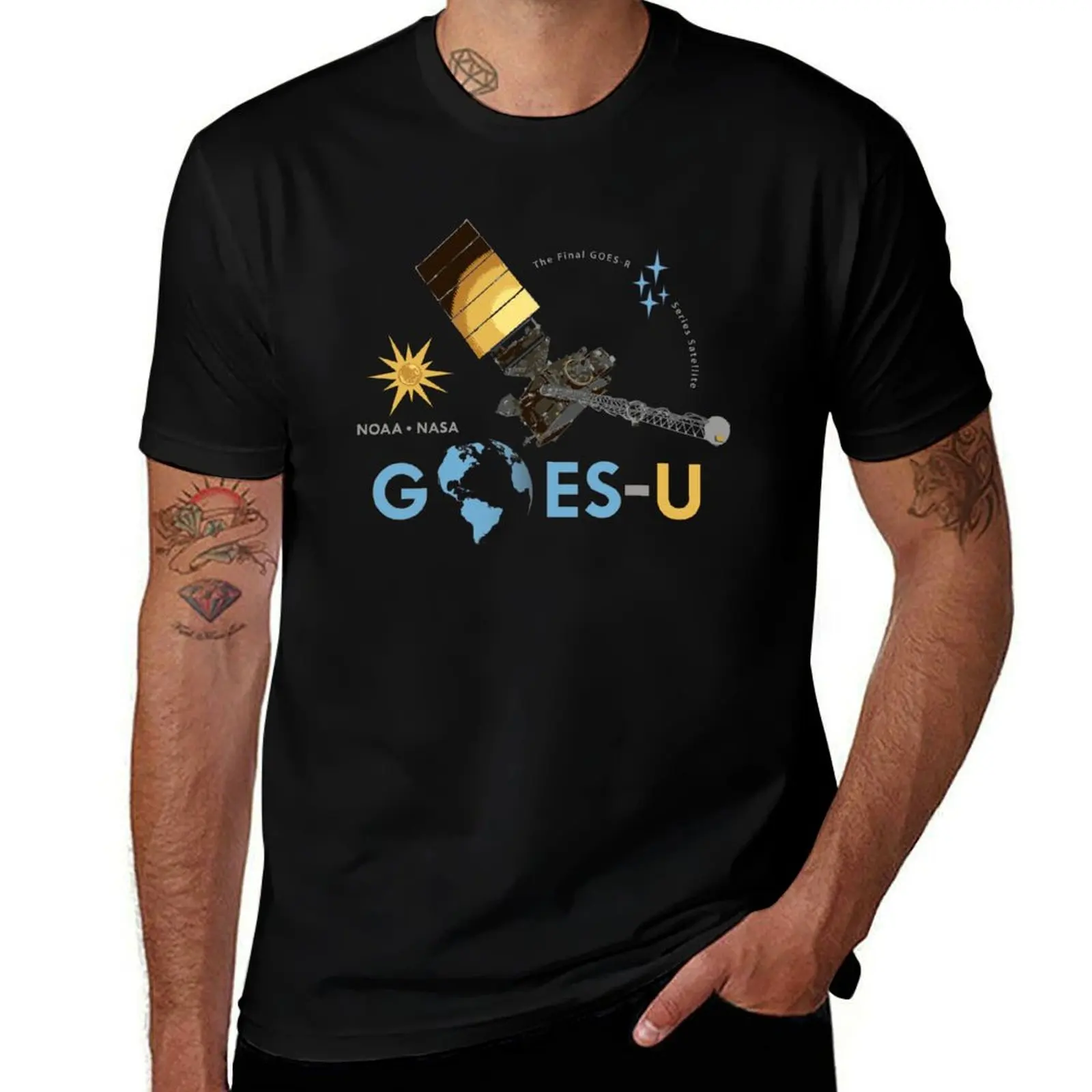 

GOES-U Satellite (Lite Text) T-Shirt t shirts for man pack cotton cotton tshirt 100% man t shirt cotton high quality T-Shirt
