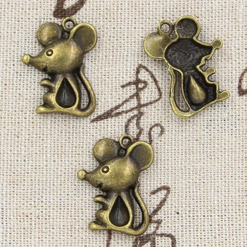 10szt Charms Mouse 24x18mm Antique Pendant Fit Vintage Tibetan Bronze Silver Color DIY Ręcznie robiona biżuteria — zdjęcie 4