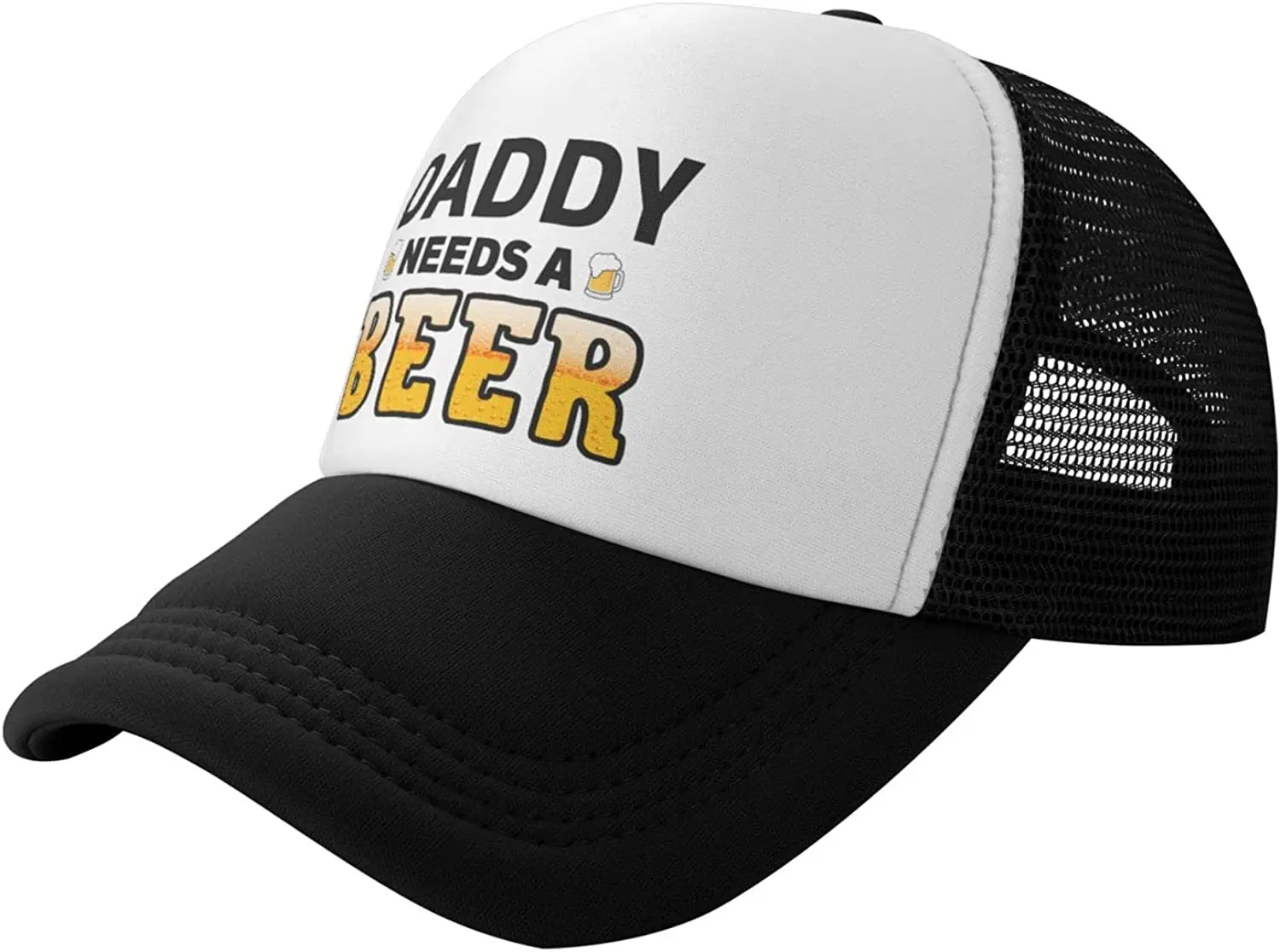 Daddy Needs A Beer Hat Funny Beer Dad Gifts Father's Day Grid Baseball Cap Trucker Hats Sports Hat Men Women Black