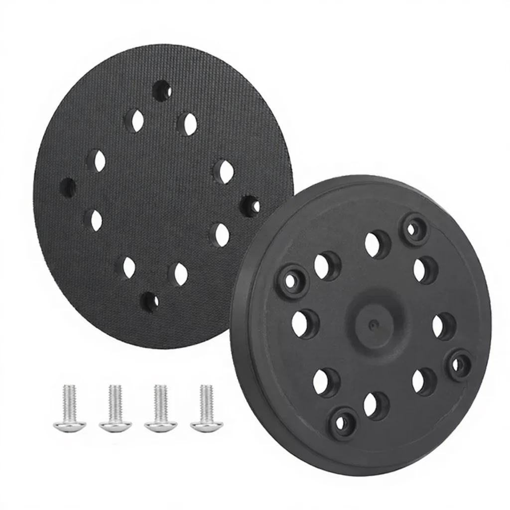 Black 5 Inch 8 Hole Backing Plate For Bosch Orbital Sander Replacement Hook Loop Sanding Pad Polishing Disc With Screws