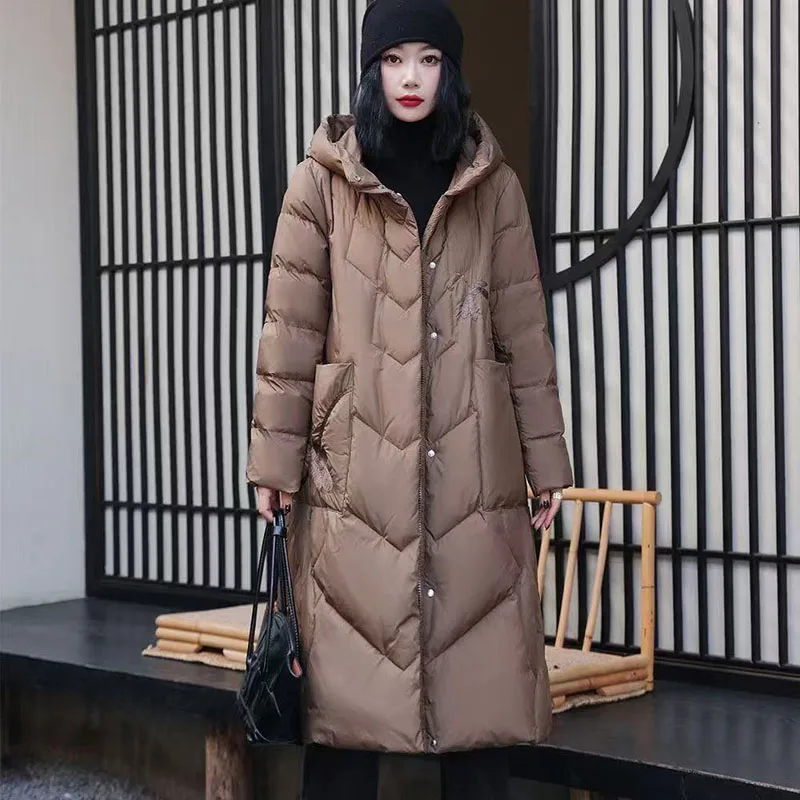 

Зимние женские тонкие пуховые пальто, парка с капюшоном, однотонная женская длинная легкая тонкая верхняя одежда, женские модные теплые куртки-пуховики