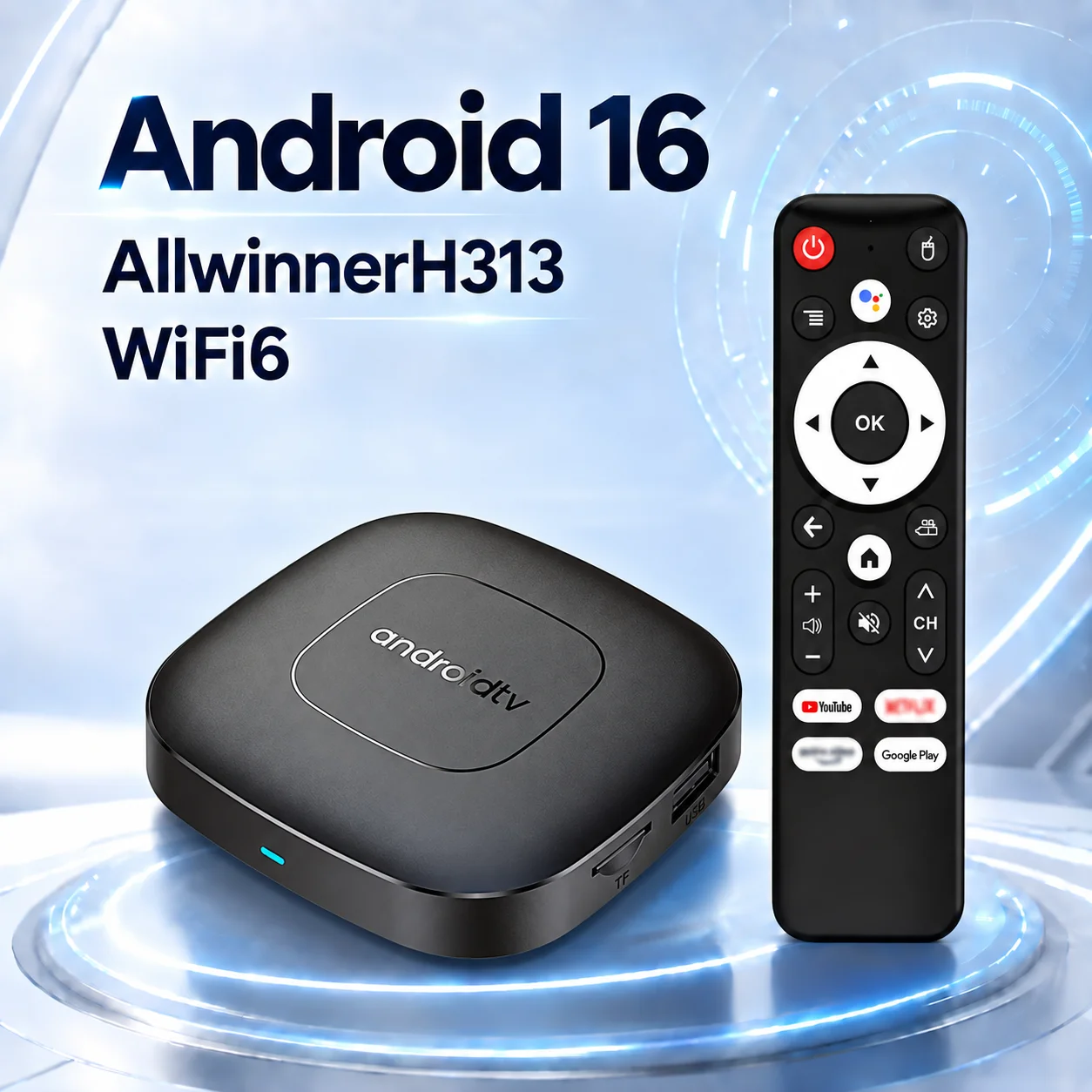 128GB Smart TV Box Android16 Allwinner H313 Quad Core 2.4G&5.8G Dual WiFi Google Assistant Voice Remote Media Player Set Top Box
